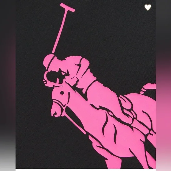 Ralph Lauren Black T-Shirt with iconic polo pony in pink - Picture 2 of 7